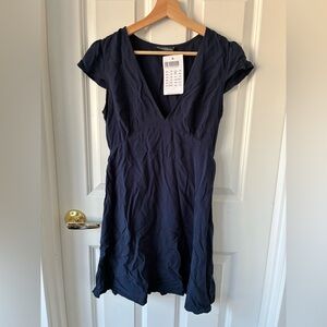 Brandy Melville Autumn V-Neck Navy Mini Dress